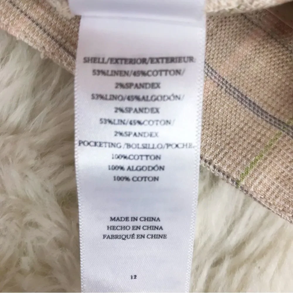 RAILS Ilena‎ Linen Trouser Shorts High Waist Sand Check Cream Plaid Size 12 New